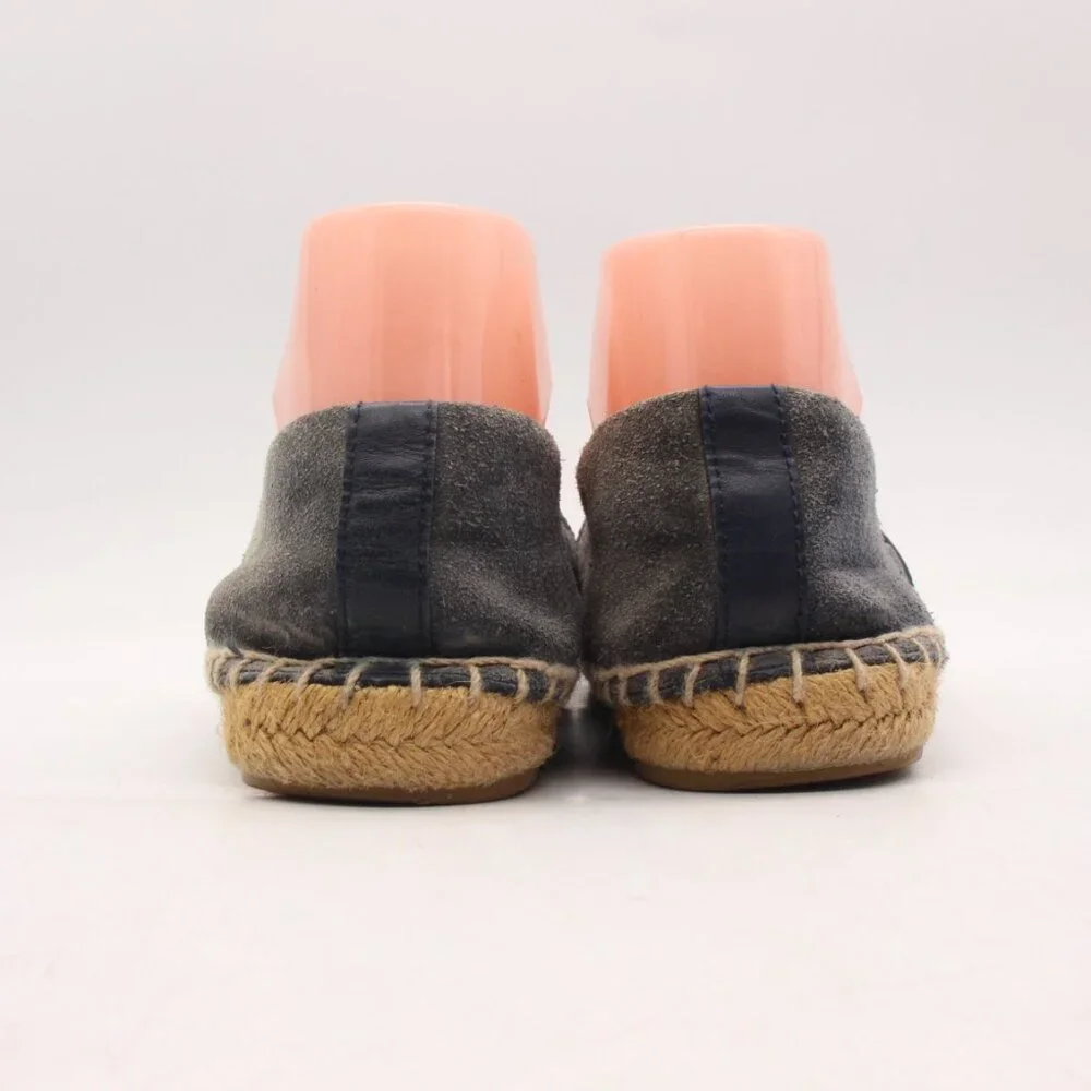 Tory Burch Blue Suede Espadrille Womens Size 7.5 Loafers Slip on Shoes